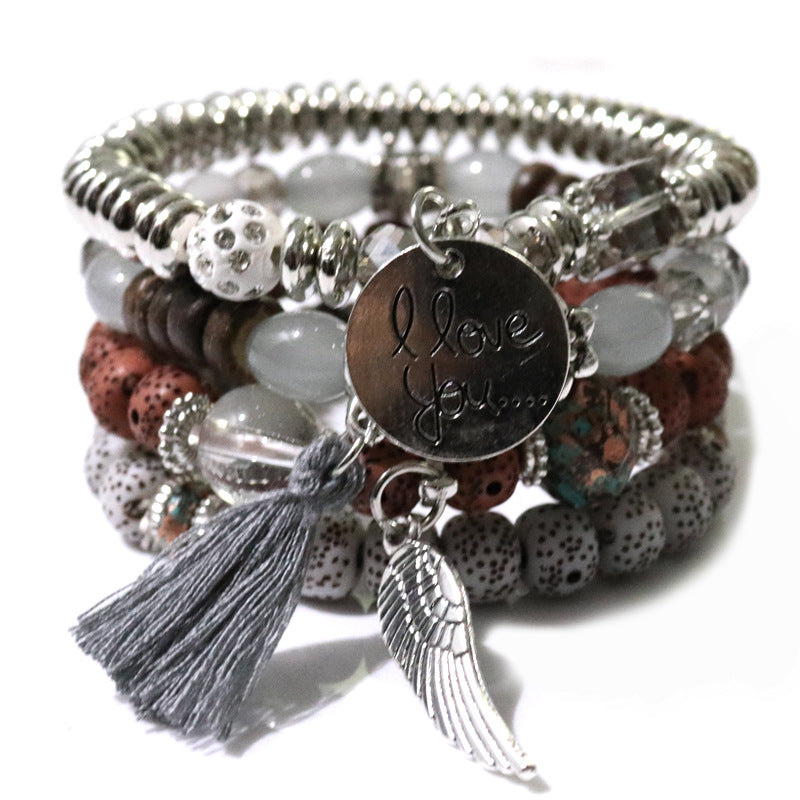 Wholesale Bohemian Tassel Multilayer Beaded Bracelet